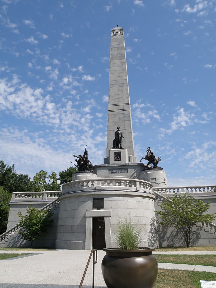 Tumba de Lincoln, Springfield, Illinois, arquitectura, estructura construida, cielo, naturaleza, planta, exterior del edificio, memorial