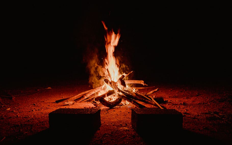 fogo, churrasco, noite, fogueira, chamas, queimar, queima, chama, fogo - fenômeno natural, calor - temperatura