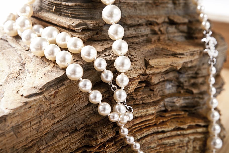 blanco, perla, cuentas, collar, joyas, chanel, roca, hermoso, amor, madera - Material