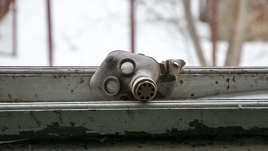 máscara de gas, espeluznante, niño, niños, ventana, escalofriante, aterrador, triste, pripyat, ucrania