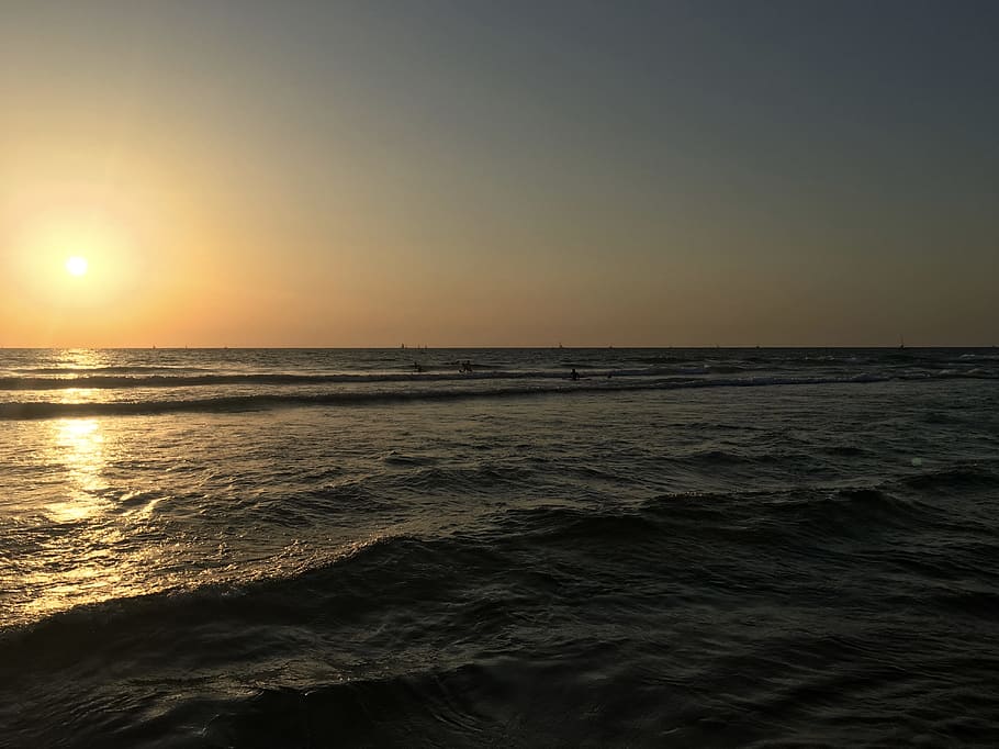 夕日 ビーチ イスラエル 夏 海 海岸 夕方 夕暮れ 太陽 空 Pxfuel