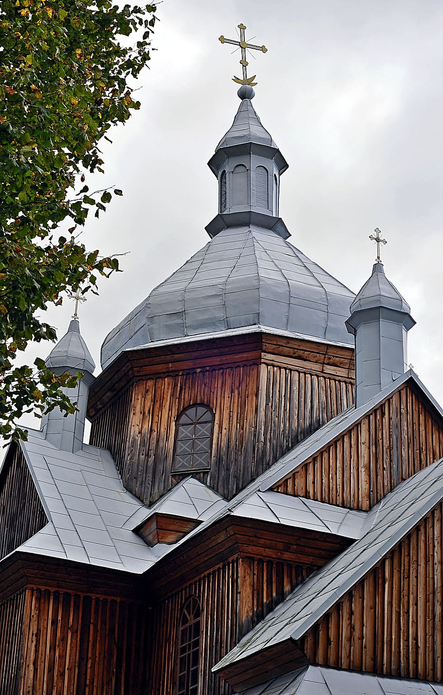 orthodox church, beskid niski, poland, grekokatolicyzm, cross, the roof of the, church, bieszczady, building exterior, architecture