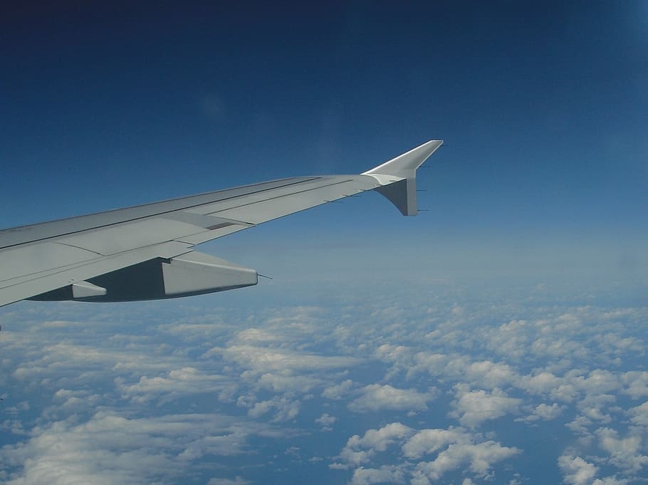 ala, avión, cielo, nubes, mosca, vuelo, vuelo de vacaciones, viajar, por encima de las nubes, desde el avión