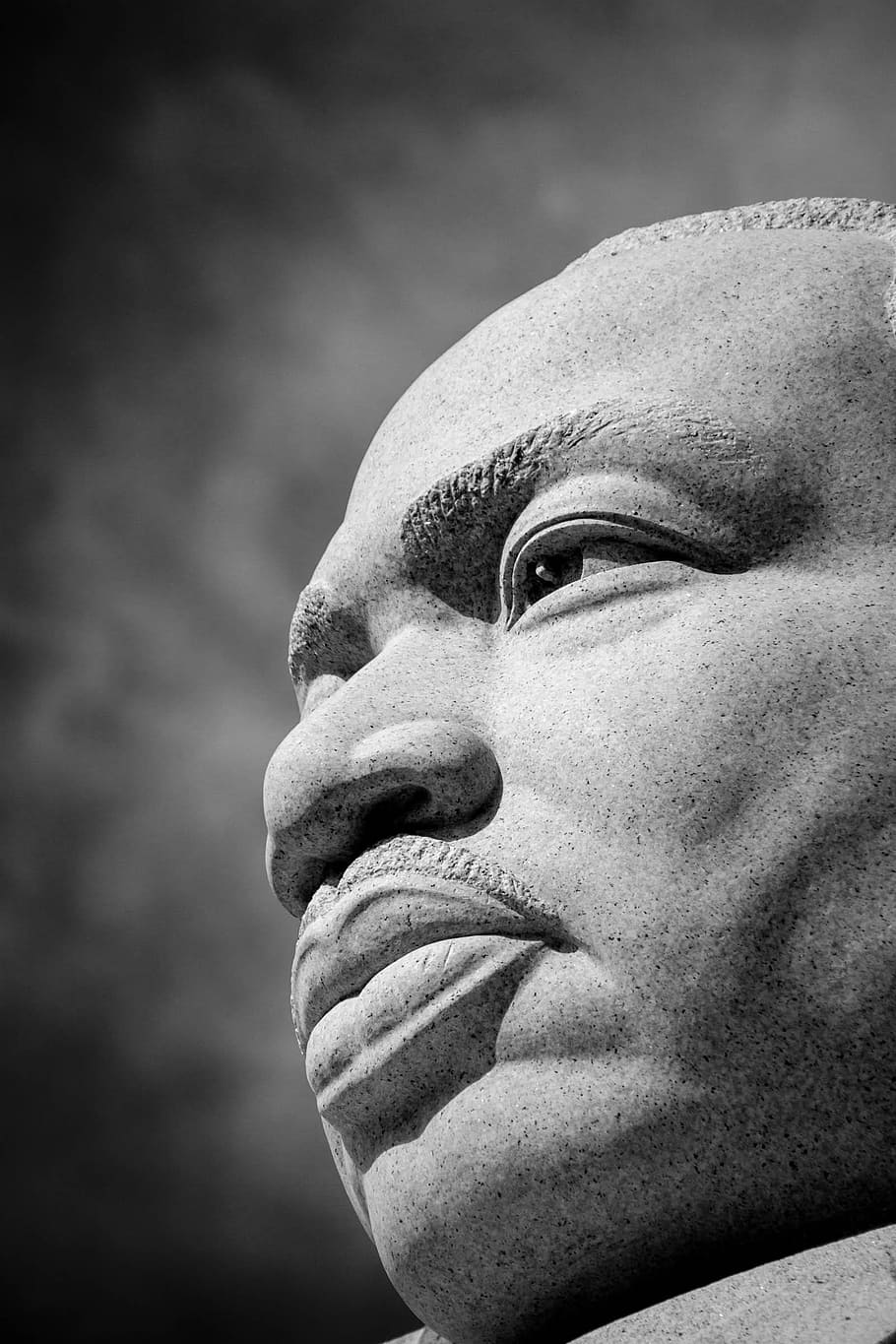 grayscale photo, man, statue, martin luther king, monument, america, washington, dc, capital, government