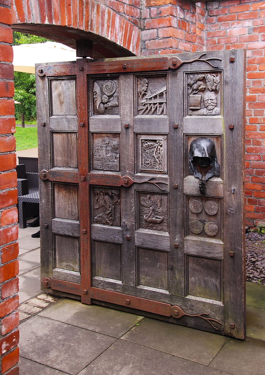 pintu kayu ek, pintu, kayu ek, kayu, pintu masuk, tua, arsitektur, gaya, coklat, antik
