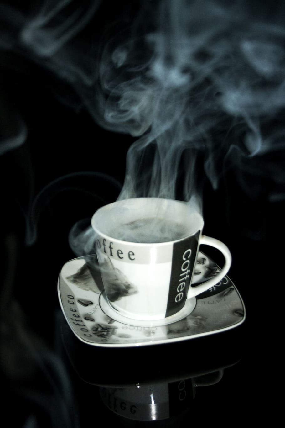 coffee, teacup, the dish, cafe, coffee maker, a cup of coffee, porcelain, caffeine, smoke - physical structure, cup