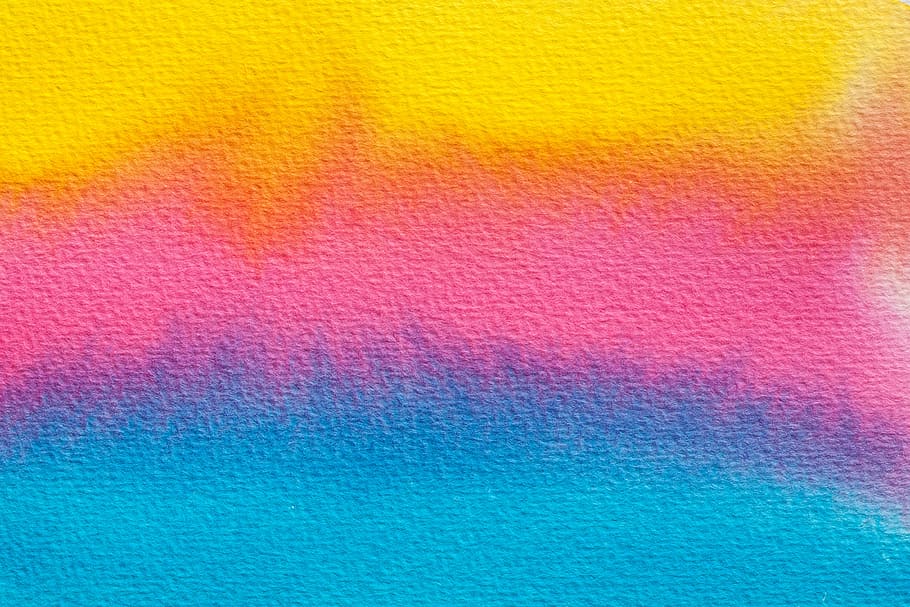 kuning, pink, biru, tekstil, cat air, teknik melukis, larut dalam air, tidak buram, warna, gambar