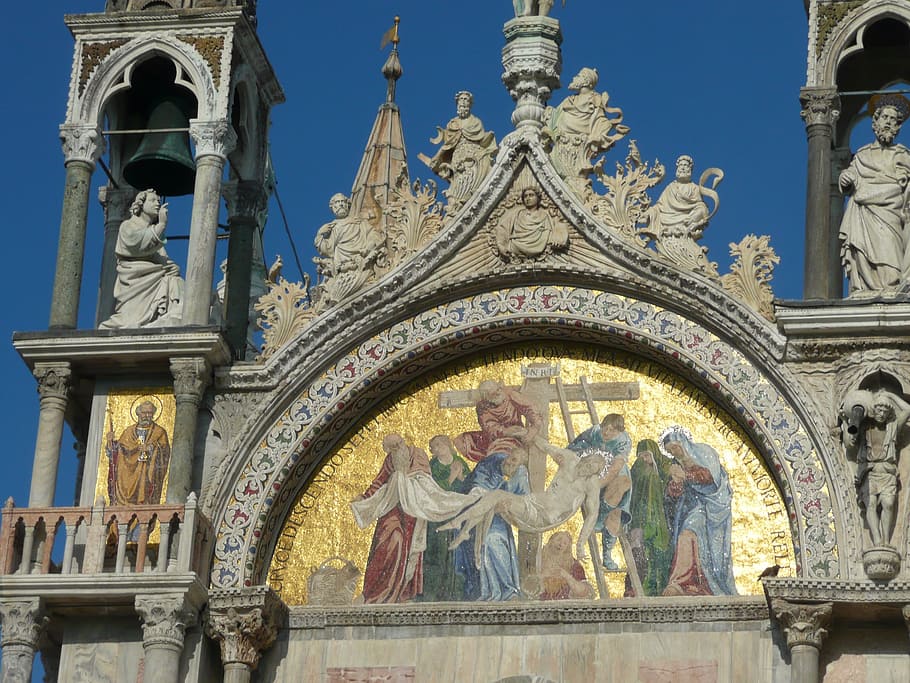 venice, basilica di san marco, kristen, italia, basilika, venesia, gereja, katedral, bersejarah, representasi manusia