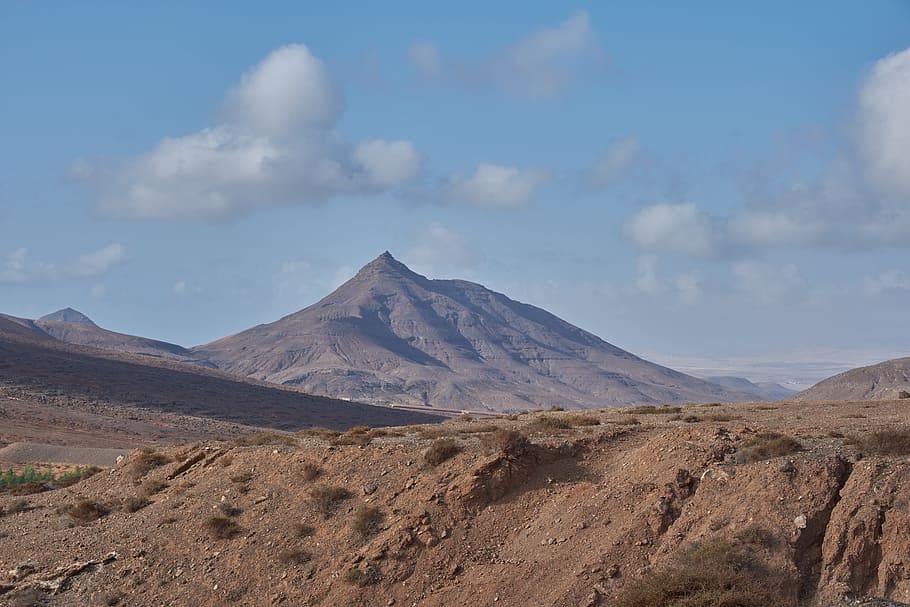 desert, hill, wölke, sun, lava, volcano island, fuerteventura, scenics - nature, mountain, landscape