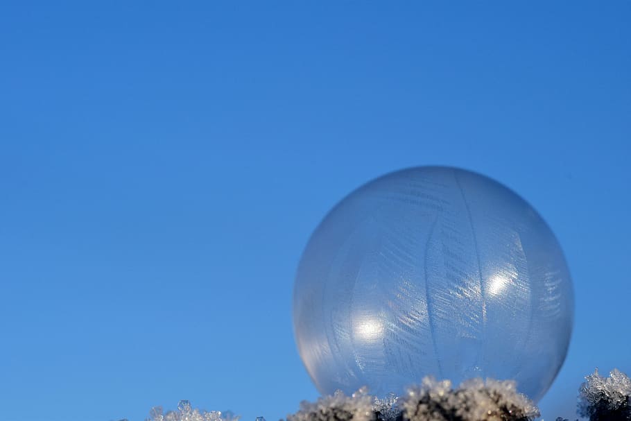 ball, frozen, frosted, bubble, ice bubble, soap bubble, round, structure, filigree, sensitive
