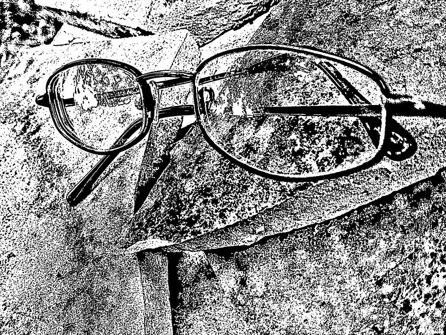eyeglasses, spectacles, glasses, artistic, black, white, optical, frame, personal accessory, close-up