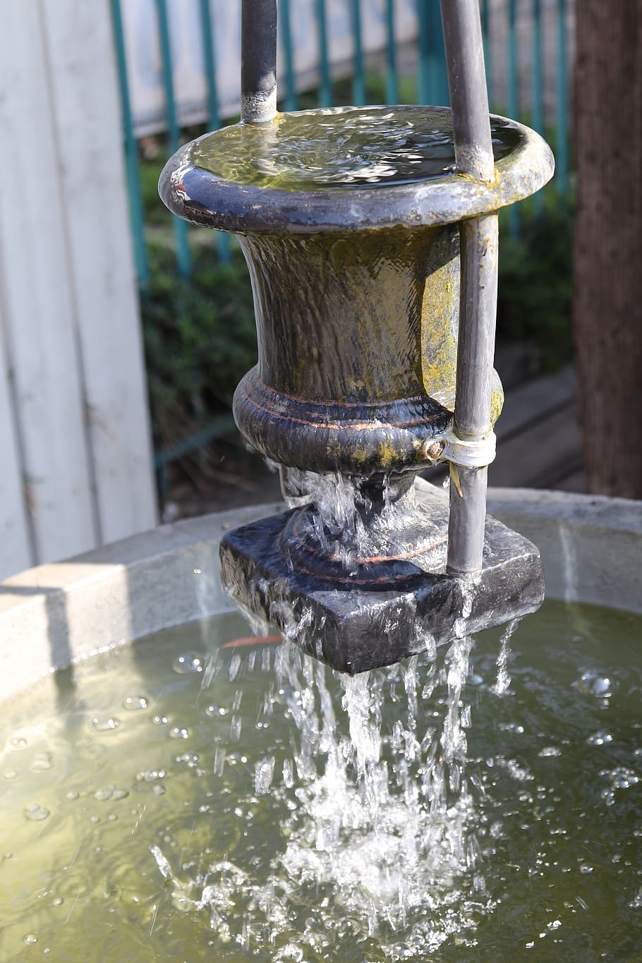 h2o, wet, water, fountain, liquid, well, metal, day, flowing water, nature