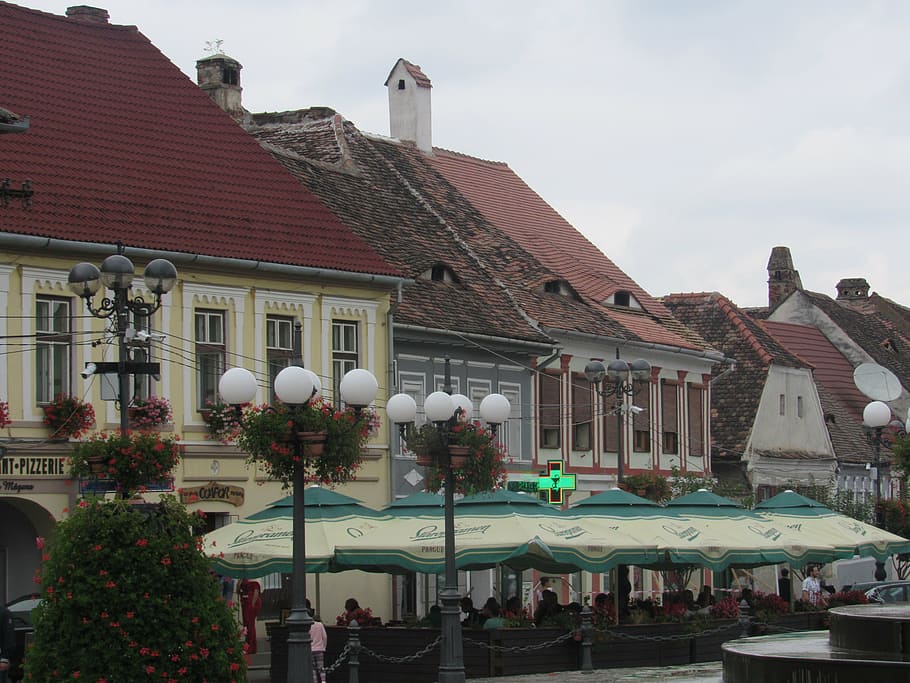 cisnadie, transylvania, romania, center, terraces, roofs, architecture, building exterior, built structure, building