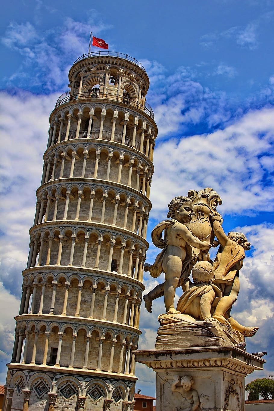 bersandar, menara, pisa, italia, menara miring, tuscany, bangunan, tempat menarik, perjalanan, tengara