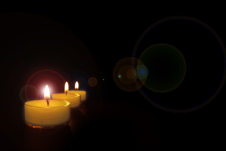 three tealight candles, candlelight, candles, romantic, light, wax, candlestick, wick, romance, mood
