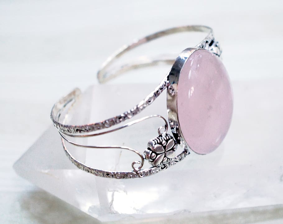 jewelry, rose quartz, pink, cuff, stone, bracelet, gemstone, natural, gemstones, cabochon