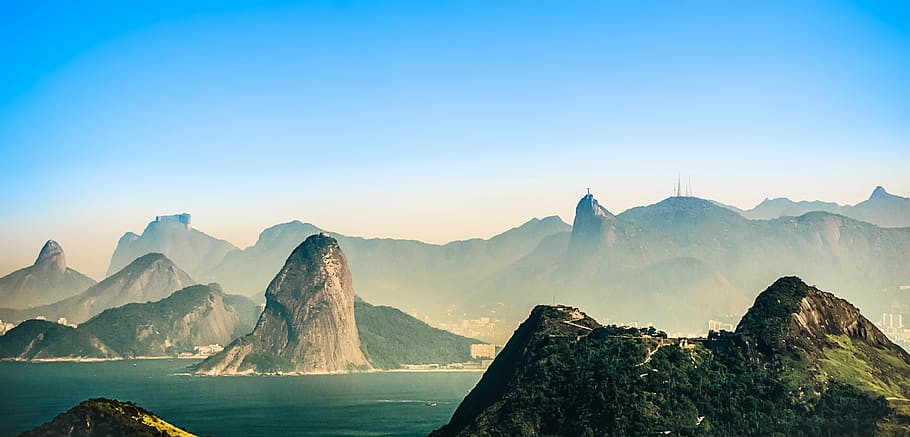 山, 体, 水, リオデジャネイロ, オリンピック2016, ニテロイ, ブラジル, 贖い主のキリスト, 湾, 風景