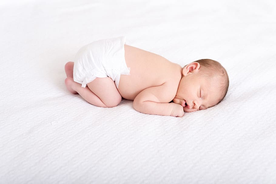 bebé, blanco, desechable, pañal, durmiendo, cojín, recién nacido, bebé recién nacido, lindo, infantil