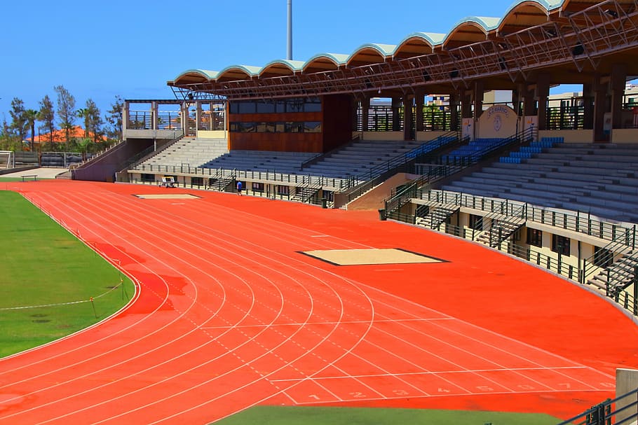 track, athletics, 100 meters, sport, harrows, architecture, built structure, building exterior, day, red