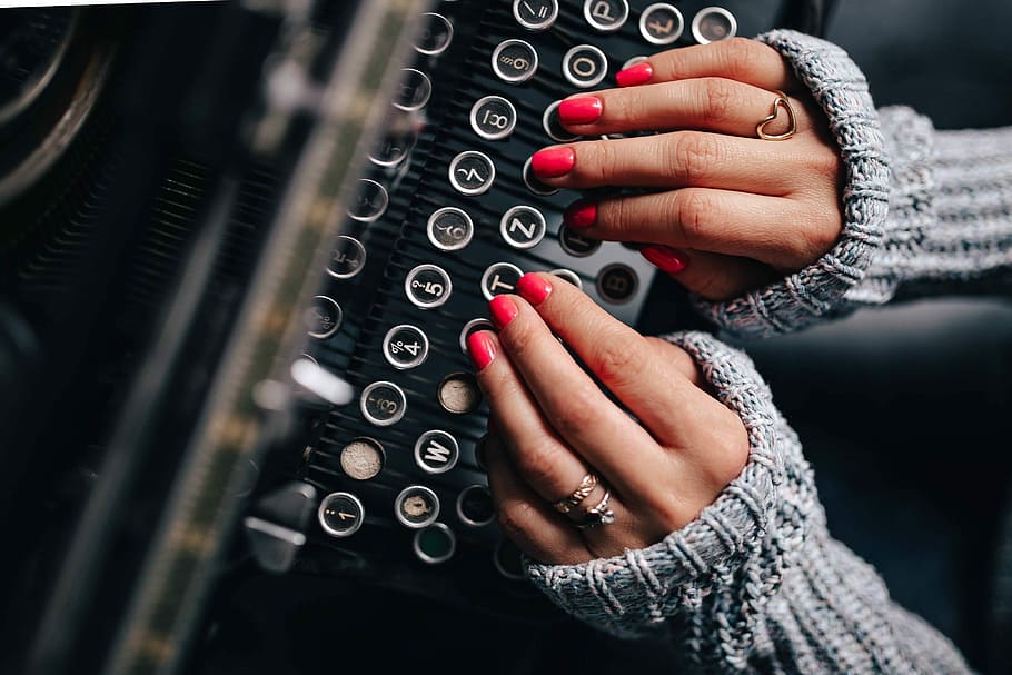 woman typing, old, typewriter, Woman, typing, female, vintage, office, desk, typewriting