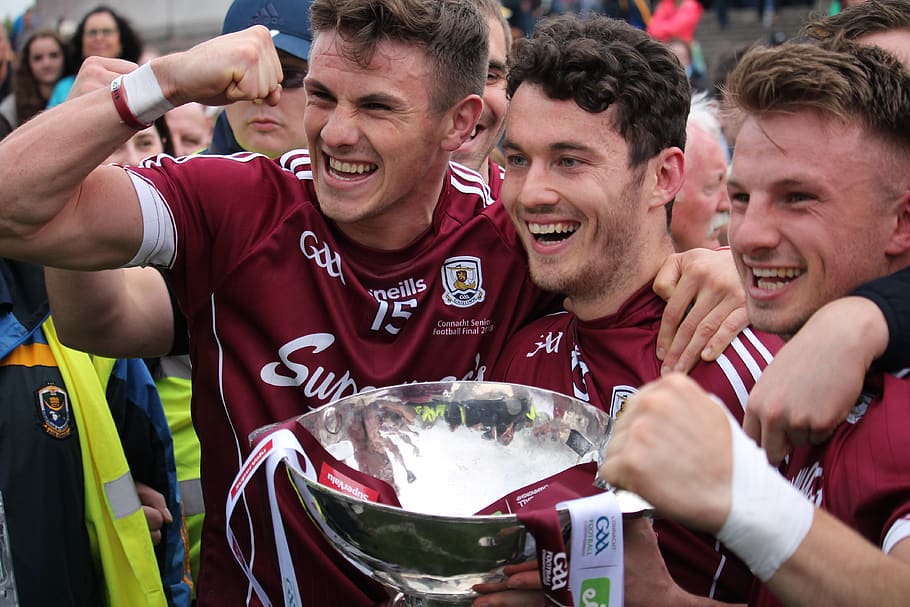 shane walsh, ian burke, eoghan keirns, galway gaa, connacht champions, nestor cup, happiness, sport, group of people, emotion