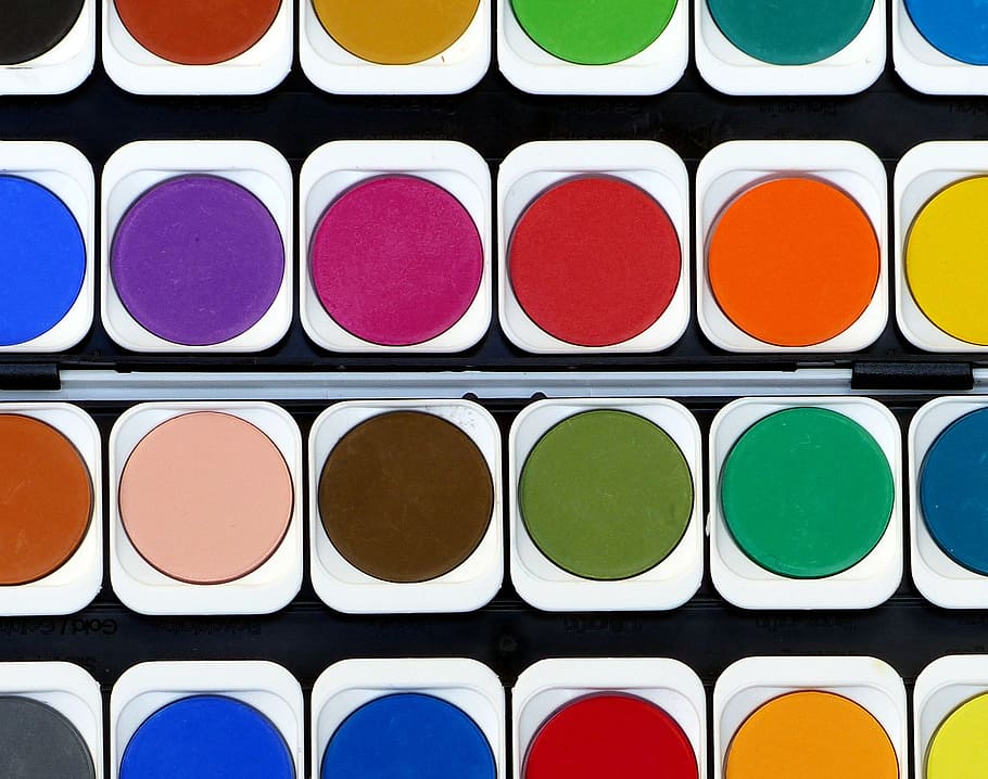 cor, colorido, aquarela, regulamento, caixas de tinta, pintura, arte, desenhar, caixa de aquarela, multi colorido