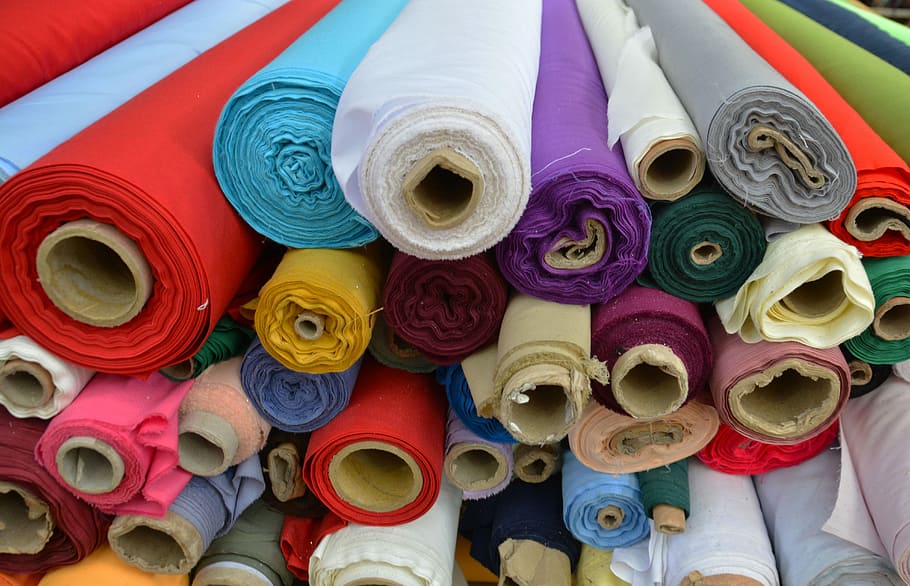 assorted, color, rolled, textiles, cloth, fabric, textile, silk, cotton, design