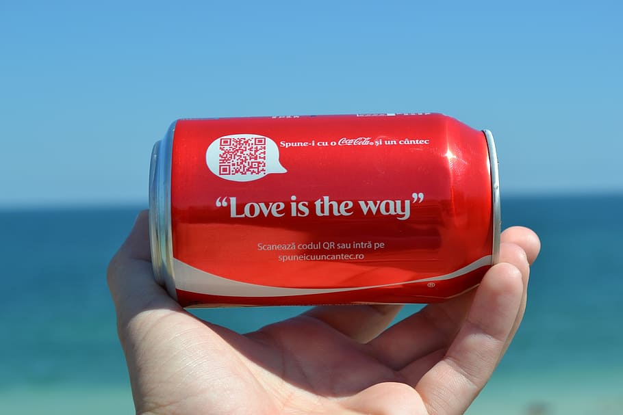 pessoa, exploração, amor, maneira, cotado, refrigerante de coca-cola, coca cola, lata, coca-cola, bebida