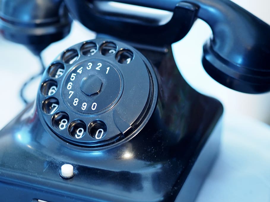 selective, focus photography, black, rotary, phone, office, dial, communication, technology, business