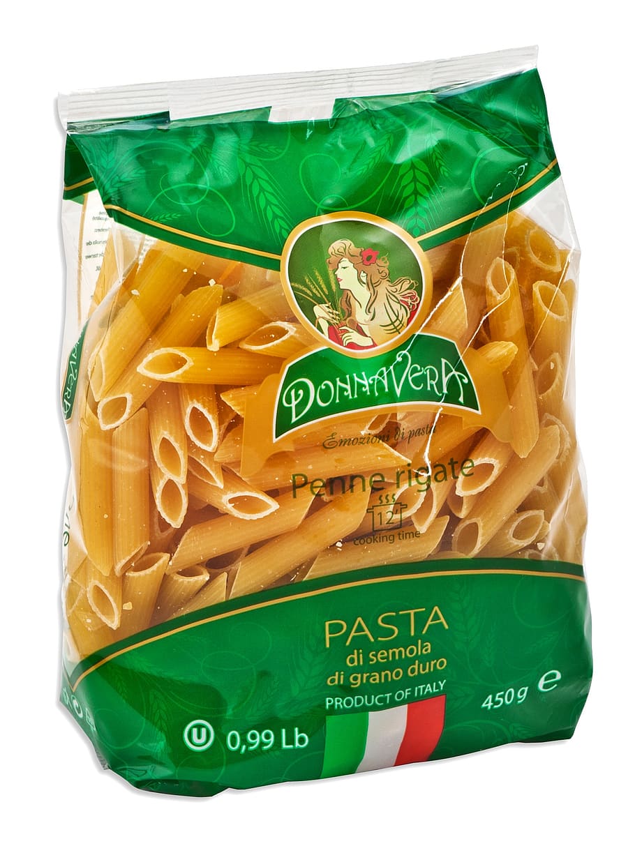 pasta, products, food, cut out, green color, studio shot, food and drink, white background, bag, container