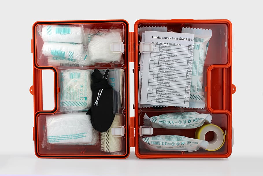 first aid kit, austria, germany, switzerland, studio shot, indoors, healthcare and medicine, bag, open, communication
