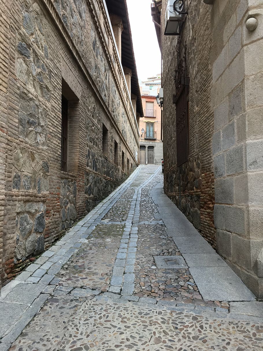 alley, toledo, architecture, spain, narrow, street, city, medieval, stone, town