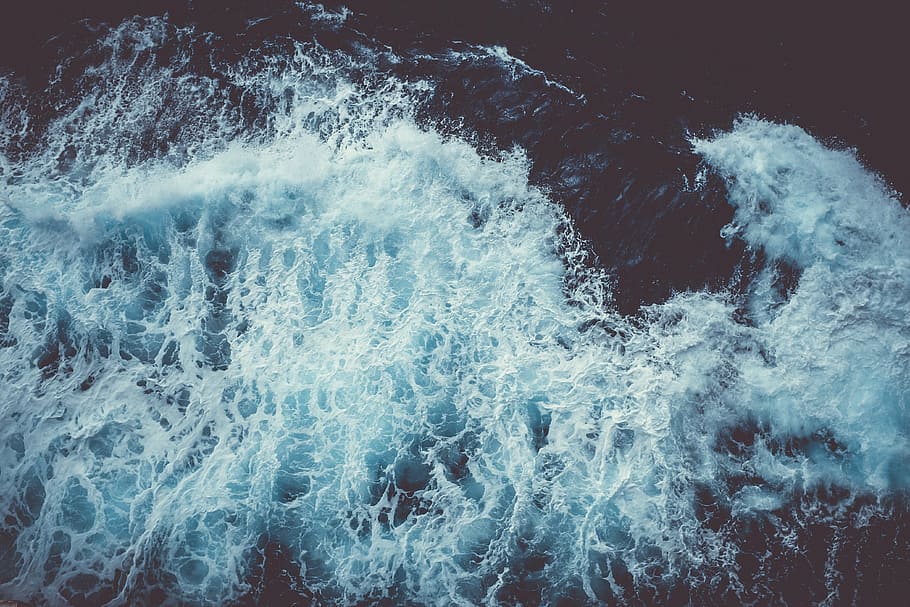 aérea, foto, ondas do mar, mar, oceano, água, ondas, natureza, respingo, onda