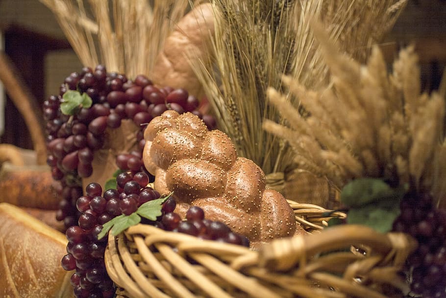 Bread, Wheat, Grapes, Bountiful, bread, wheat, food and drink, indoors, freshness, food, healthy eating