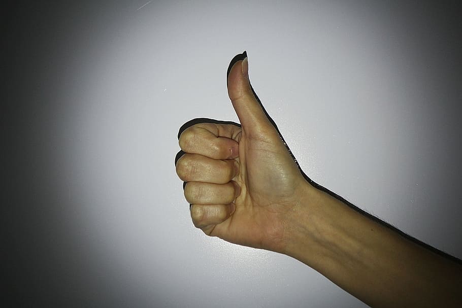 hand, finger, one, thumb, thumbs up, human hand, human body part, studio shot, human finger, one person