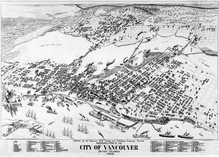 1898, Panorama, Vancouver, British Columbia, canada, photos, panoramic, public domain, black And White, arts And Entertainment