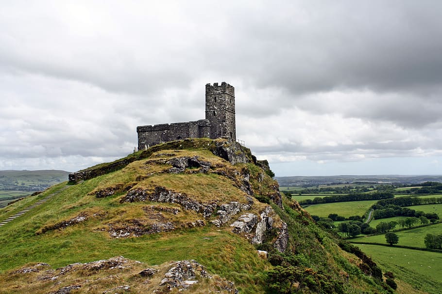 gray, concrete, castle, top, mountain, lost places, ruin, moor, weird, middle ages