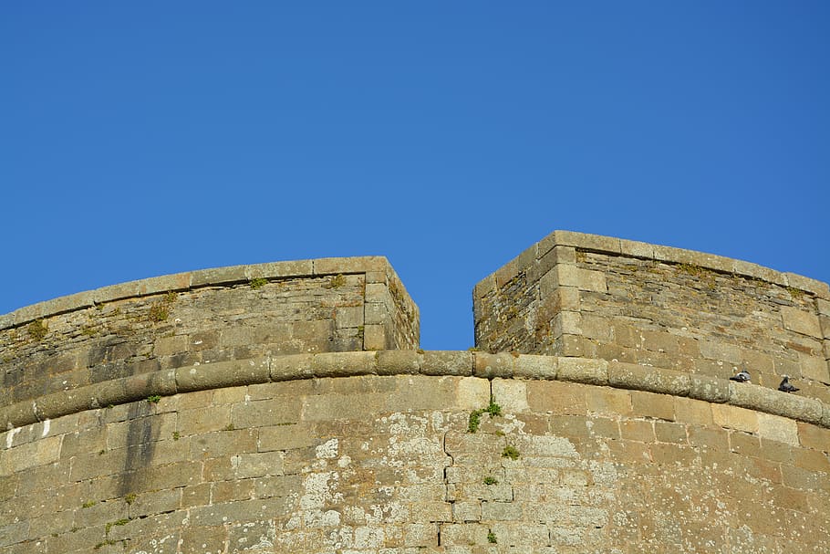 niche, castle, saint malo, brittany, rampart, france, architecture, history, sky, wall