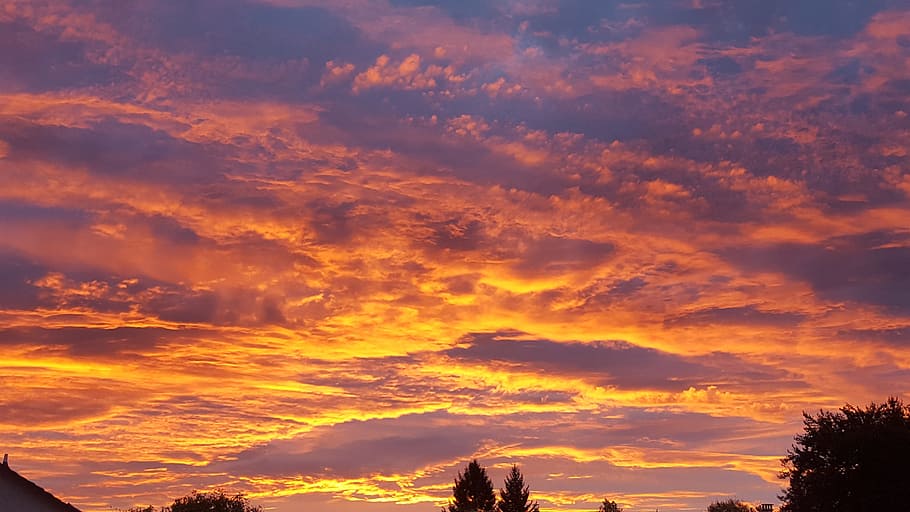 夕焼け 空 夕暮れ 雲 光 太陽 雲 空 自然の美しさ 日没 オレンジ色 Pxfuel