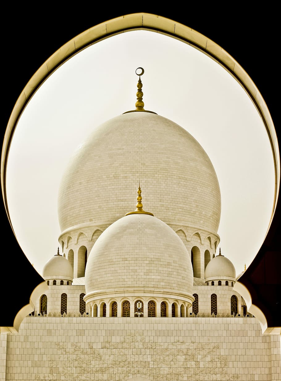 beige mosque, Architecture, Mosque, Islam, Religion, islamic, muslim, minaret, building, landmark