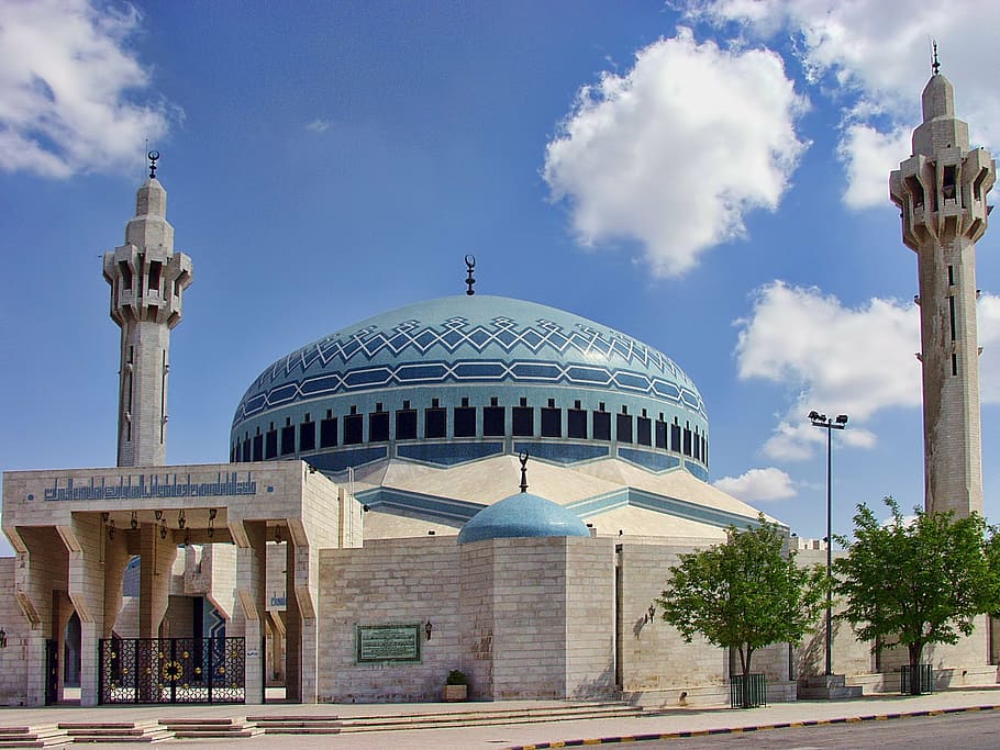 amman, jordania, mezquita azul, arquitectura, hito, religión, edificio, estructura construida, exterior del edificio, cúpula