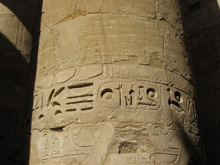 Hieroglif, Kolom, Pilar, Mesir, monumen, peradaban, afrika, batu, sejarah, penulisan