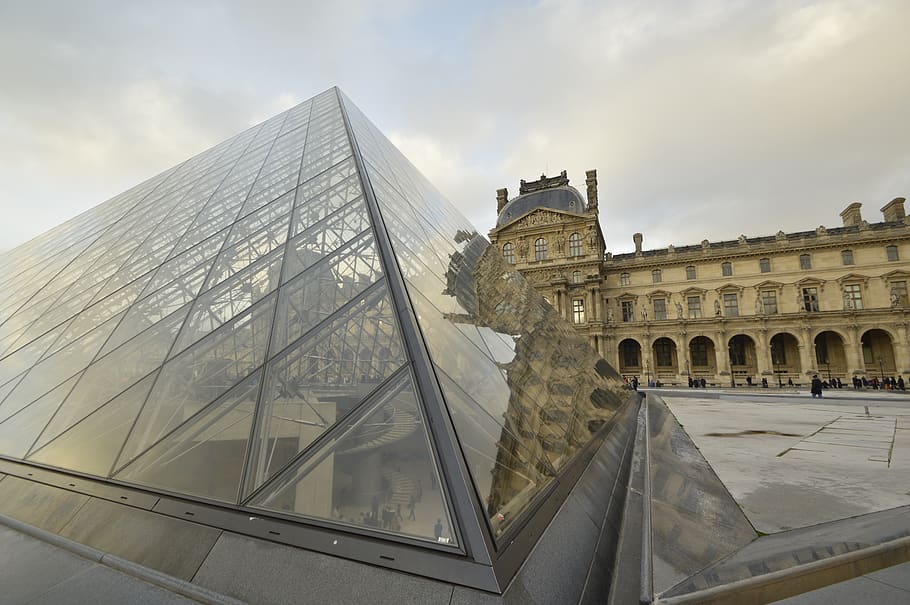 grelha, pirâmide, paris, frança, museu, arquitetura, construção, viagem, cidade, fachada