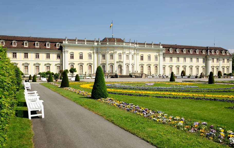 castle, ludwigsburg germany, baroque, park, garden, residenzschloss, württemberg, baden württemberg, castle analgesic, germany