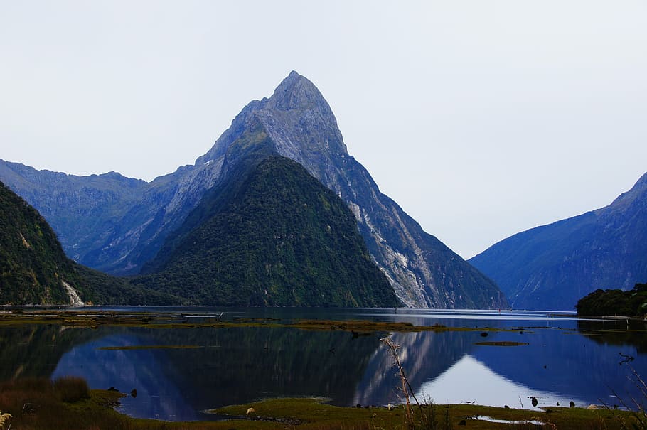body, water, mountain photography, milford sound, new zealand, lord who rings, hobbit, waterfall, mountain, lake