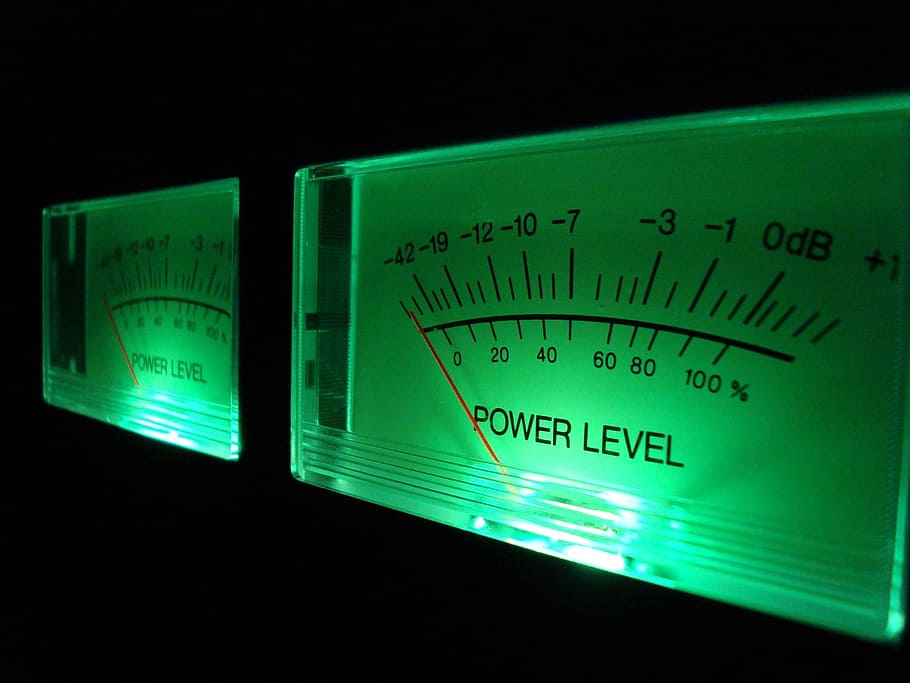 черный, зеленый, аналоговый датчик, Vu Meter, аналоговый, громкость, уровень, звук, уровень громкости, vu