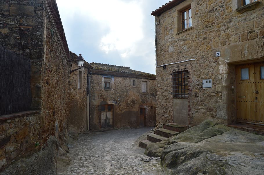 Medieval, Village, Stone House, medieval village, peratallada, architecture, middle ages, abandoned, cloud - sky, old ruin