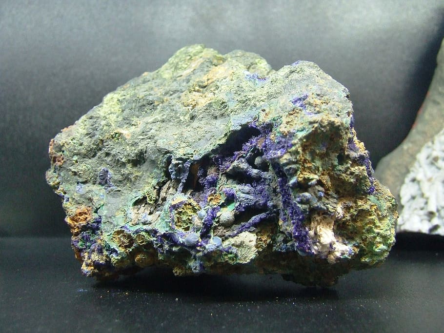 Mineral, Bijih Tembaga, Batuan, azurit, geologi, alam, tidak pernah mendarat, objek - batuan, tidak ada orang, close-up