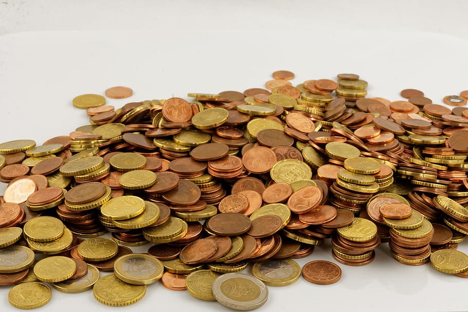Euro, dinero, finanzas, guardar, centavo, monedas, riqueza, ahorro, gran grupo de objetos, moneda