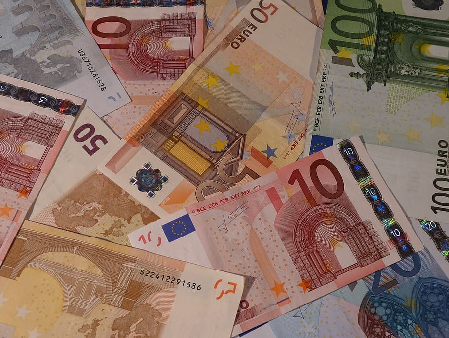 assorted-denomination banknote lot, money, euro, bills, currency, bill, finance, dollar bill, europe, paper money
